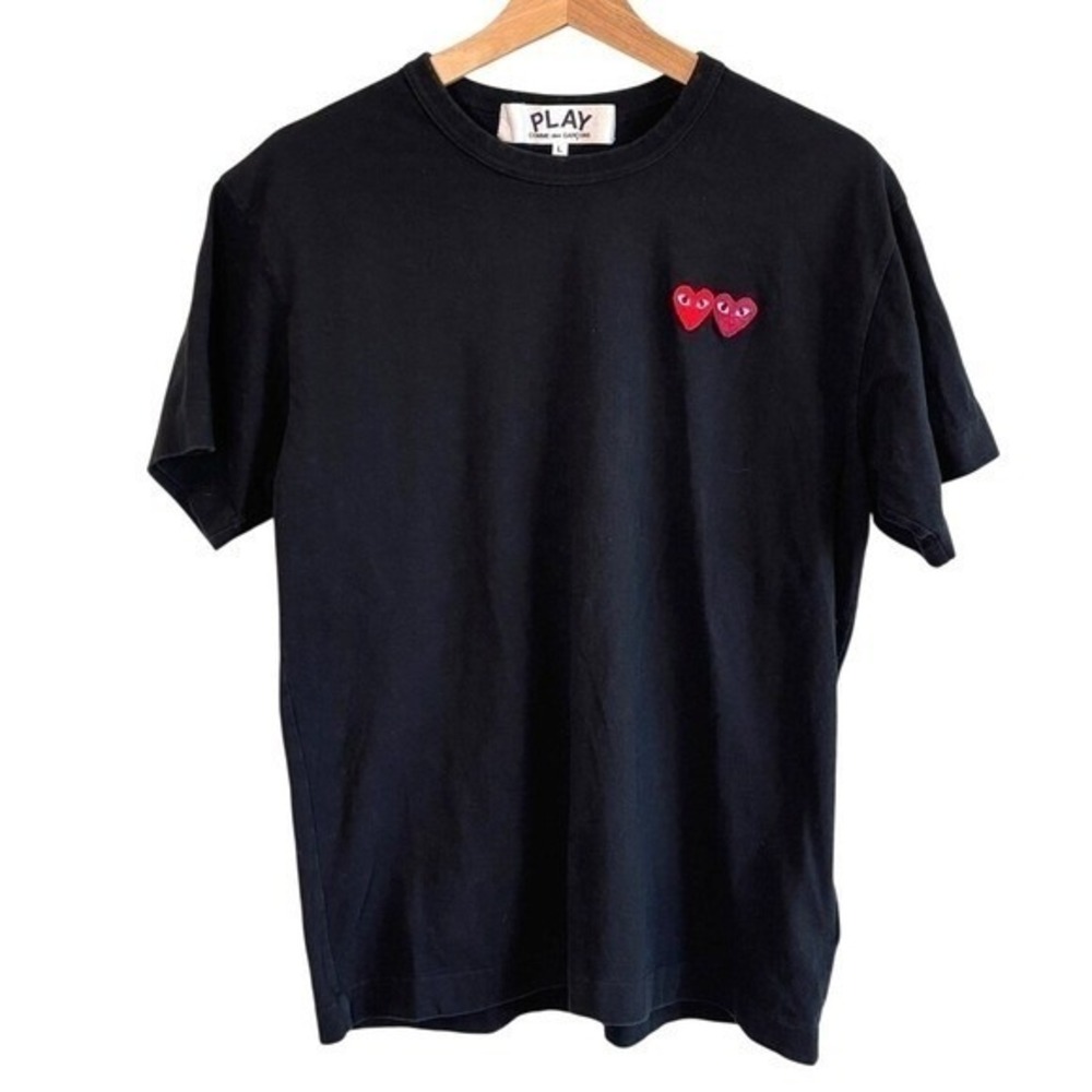 Comme des Garcons Play L Black Double Heart Graphic Tee Japan